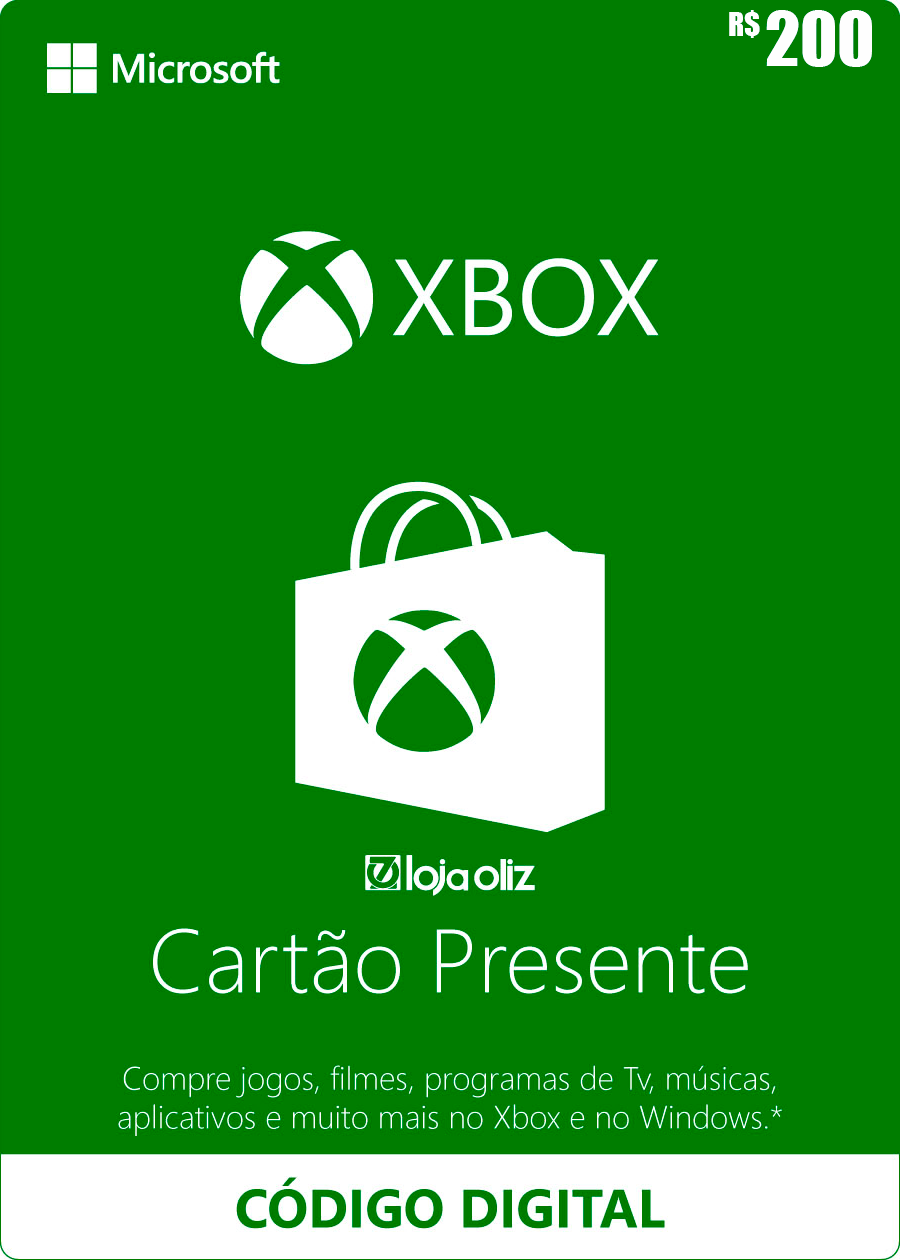Gift Card Xbox R$200,00