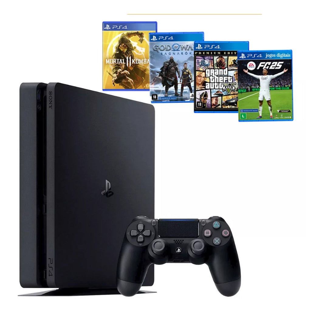 Sony Playstation 4 500gb Ps4 Slim + 4 Jogos