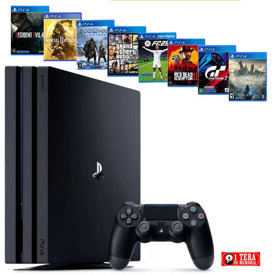 Sony Playstation 4 1000gb Ps4 Pro + 8 Jogos