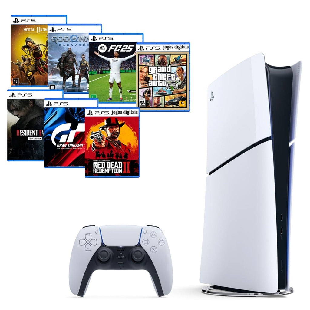 Console Sony Playstation 5 Slim Digital 1 Tera Novo Lacrado + 7 Jogos