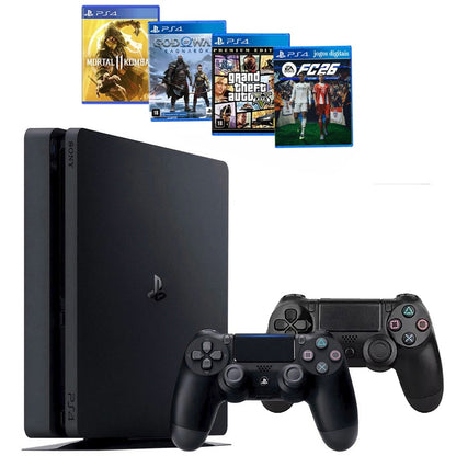 Sony Playstation 4 500gb 2 Controle Ps4 Slim + 4 Jogos